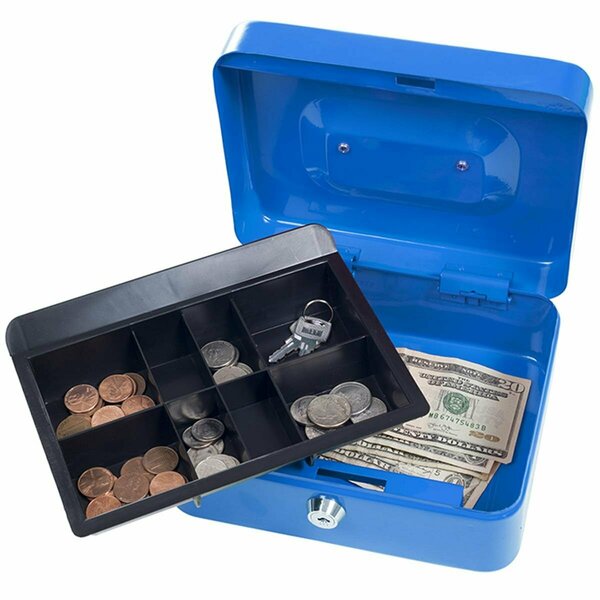 Sentimiento 8 in. Locking Cash Box with Coin Tray - Blue SE3881490